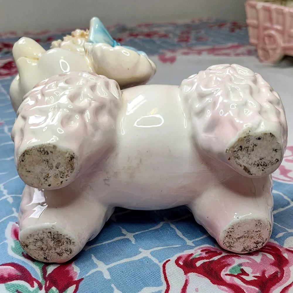 Antique Glazed Ceramic Poodle Planter With Beautiful details, Colors and Charm! - Picture 7 of 7